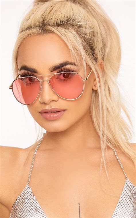Kelie Pink Tinted Lens Aviators | Pink sunglasses, Aviator sunglasses style, Sunglasses
