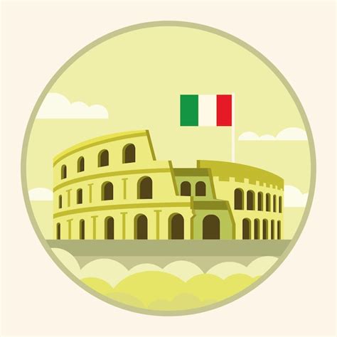 Premium Vector | Isolated rome coliseum landmark with flag of italy travel postcard vector