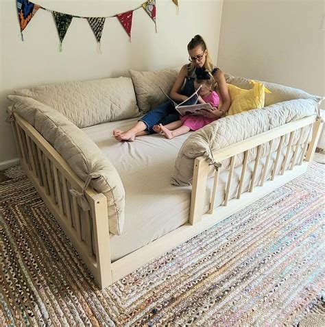 Montessori Floor Bed With Rails Twin Full or Queen Floor Bed - Etsy | Floor bed, Floor bed frame ...