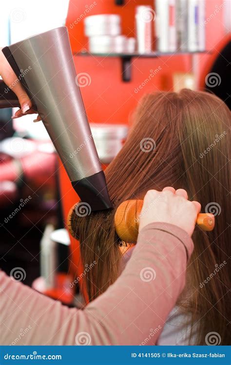 Hair drying stock image. Image of hairstyle, drier, beauty - 4141505