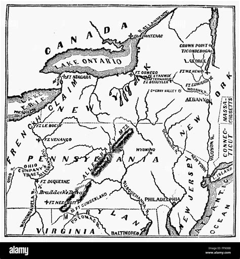 FRENCH & INDIAN WAR: MAP. /nMap of the scenes of operation and major campaigns during the French ...