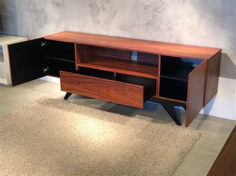 78" Stunning Mid-Century Modern Iron Wood Media Console FT78PF | Furnitech