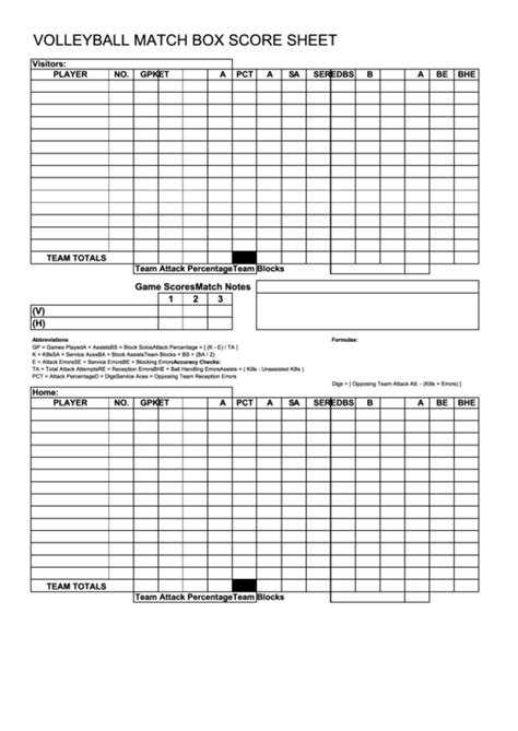 Printable Volleyball Stat Sheets