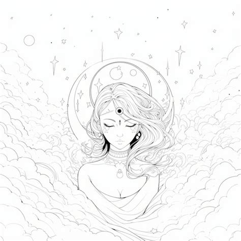 Premium Photo | Celestial Adventures An Enchanting Coloring Book of Imaginative Line Art in ...