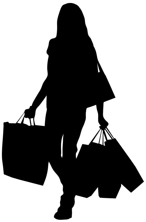 Female Silhouette with Shopping Bags PNG Clip Art Image | Gallery ...