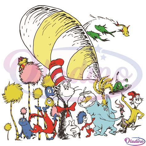 Dr Seuss Characters SVG Digital File, Dr Seuss Svg, Love Reading Svg - Oladino