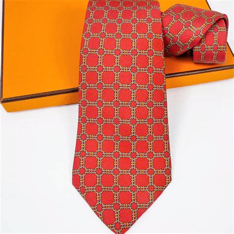 Hermes Silk Tie 668 OA Red RARE w/Tie Box | Carre de Paris