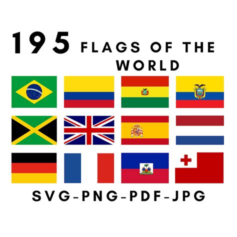 Flags of the World Bundle Svg Pdf Png Jpg Files Digital Download, 95 ...