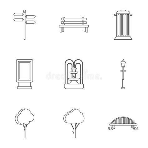 Park Icons Set, Outline Style Stock Vector - Illustration of object, gardening: 83609042