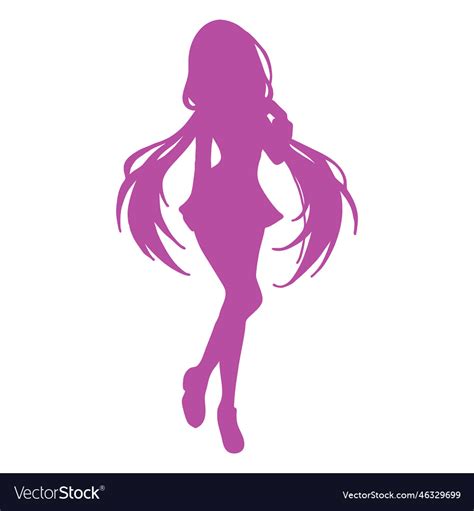 Anime girl cute silhouette Royalty Free Vector Image