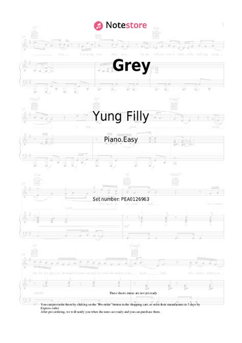 Grey piano sheet music easy Yung Filly in Note-Store.com | Piano.Easy SKU PEA0126963