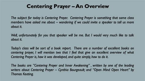 Centering Prayer Introduction