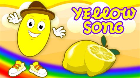 an image of a yellow song with lemons on the side and rainbow in the ...