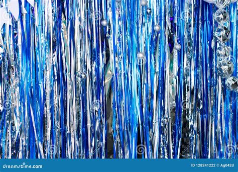 Colorful Shiny Streamers Background, Blue and Silver Serpentine ...