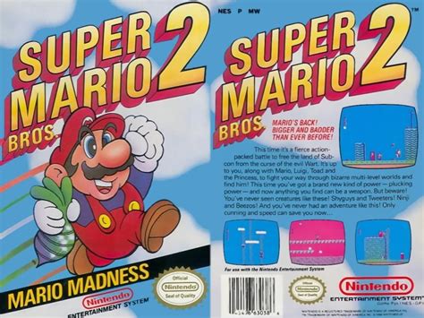 Front and back box art from Super Mario Bros 2, the 1988 sequel to the ...