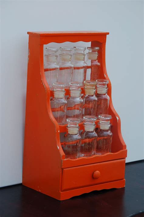 Vintage upcycled orange 3 tier spice rack with by Lollipopfigurine ...