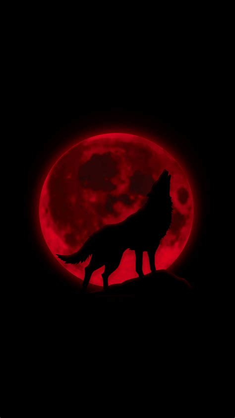 Download Dark Red Wolf Moon Wallpaper | Wallpapers.com