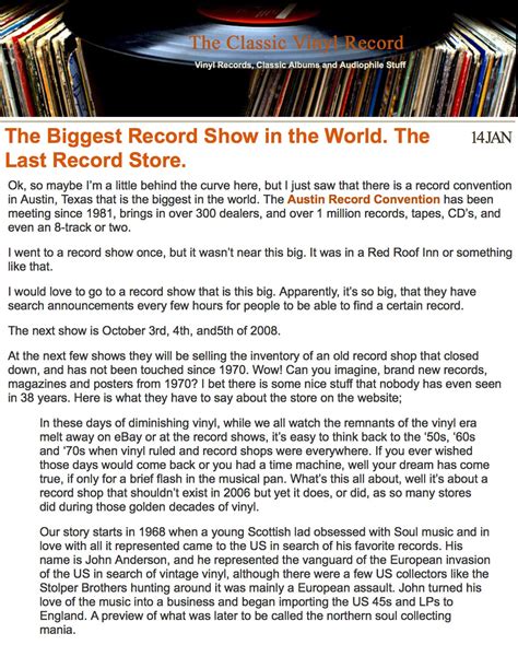 The Classic Vinyl Record - The Last Record Store in America