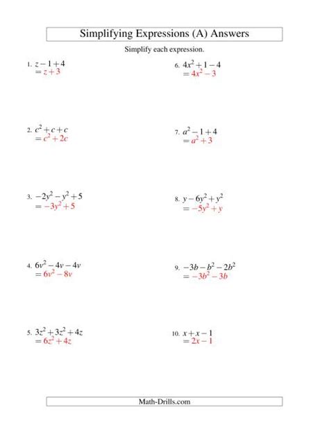 Simplifying Algebraic Expressions with One Variable and Three Terms (Addition and Subtraction) (A)