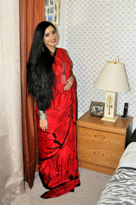 Pin by Preksha Pujara on Long hair with Saree | Long indian hair ...