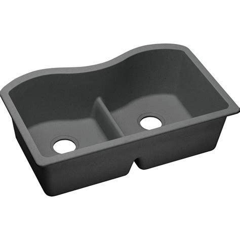 Elkay Quartz Classic Undermount 33 in. Double Bowl Kitchen Sink in Dusk Gray-ELGULB3322GY0 - The ...