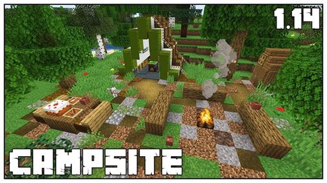 Minecraft 1.14 How to Build a Campsite!!! [New Campfire!] - YouTube