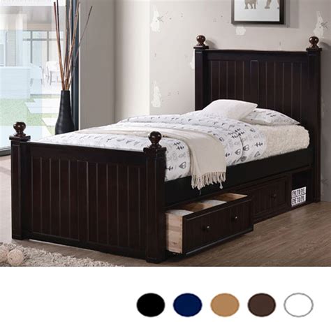 Dillon Extra Long Twin Wood Bead Board Bed | XL Beds with Trundle