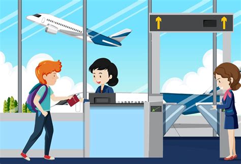 People cartoon characters in the airport 8138830 Vector Art at Vecteezy