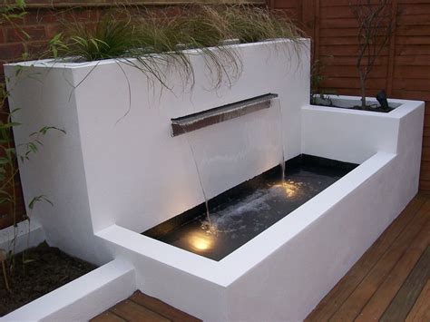 Water feature with built in planting & lighting | Water features in the ...