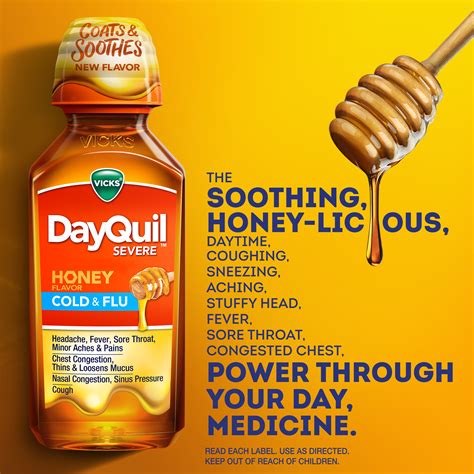 Vicks DayQuil and NyQuil Severe Cold & Flu, Honey, Liquid Over-the-Counter Medicine, 2x12 Oz ...