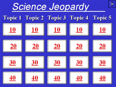 Template for Science Jeopardy PPT for 3rd - 8th Grade | Lesson Planet