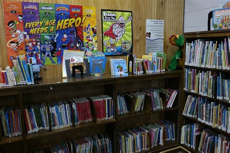 comic, books, brown, wooden, bookshelves, library, children's library ...