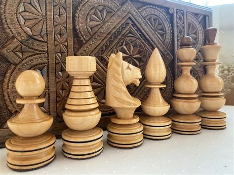 Wooden Chess Pieces, Chess Set Wood, Wooden Chess Set Handmade, Hand ...