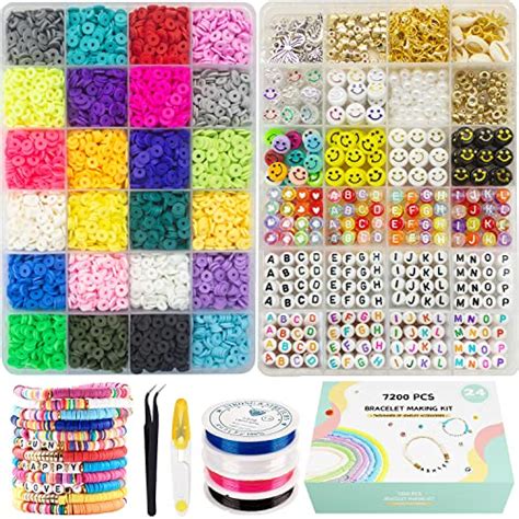 Clay Beads for Bracelet Making Kits, 24 Colors Flat Clay Heishi 6000 ...