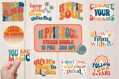 Hippie Soul Sticker Bundle-Retro Stickers PNG-Sticker PNG - So Fontsy