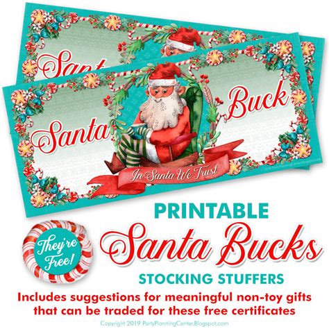 FREE Santa Bucks: Give Experiences Instead of Gifts | Party Planning