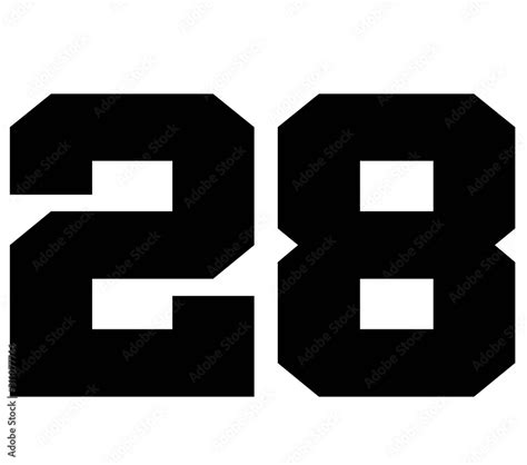 28,Classic Vintage Sport Jersey Number, Uniform numbers in black as fat fonts, number. For ...