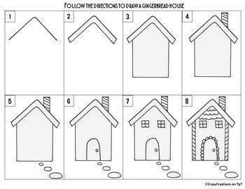 Directed Drawing - Christmas GINGERBREAD HOUSE by CrazyCreations on TpT