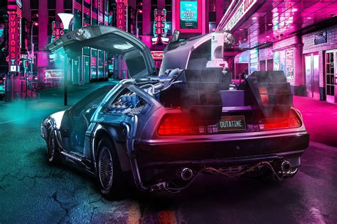 Wallpaper : time machine, DeLorean, car, vehicle, Back to the Future, digital art 1920x1280 ...