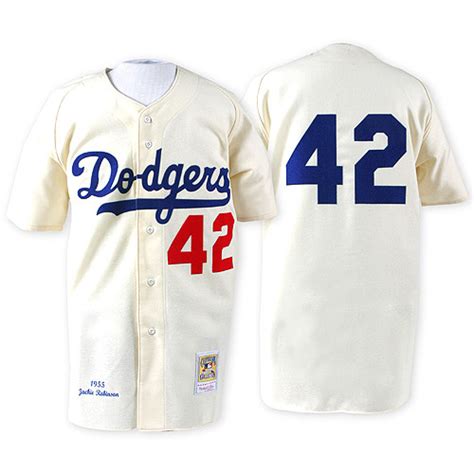 Men's Mitchell and Ness 1955 Los Angeles Dodgers #42 Jackie Robinson ...