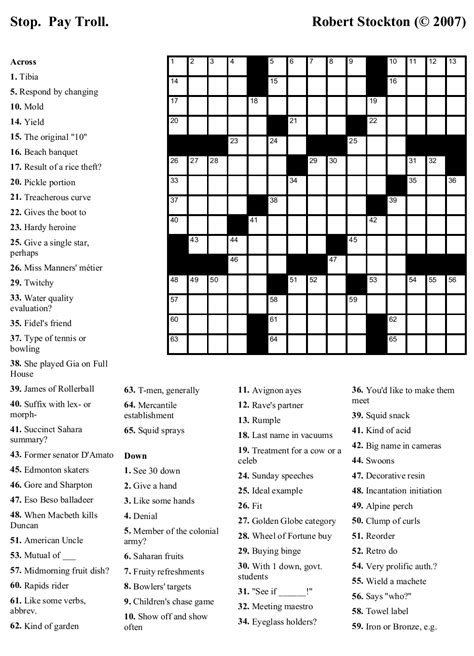 Summer Crossword Puzzle Printable Middle School | Printable Crossword Puzzles