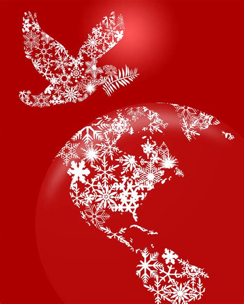 Christmas Peace Dove On Earth Red Background Digital Art by Jit Lim ...