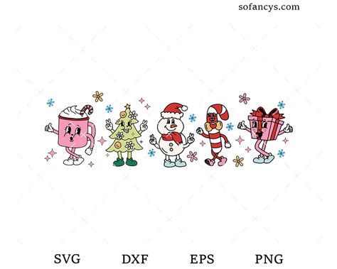 Cute Retro Christmas Characters SVG DXF EPS PNG Cut Files