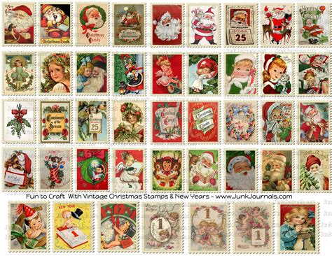 200 Vintage CHRISTMAS STAMPS Bundle .,snowmen, Santa, Retro to Antique ...