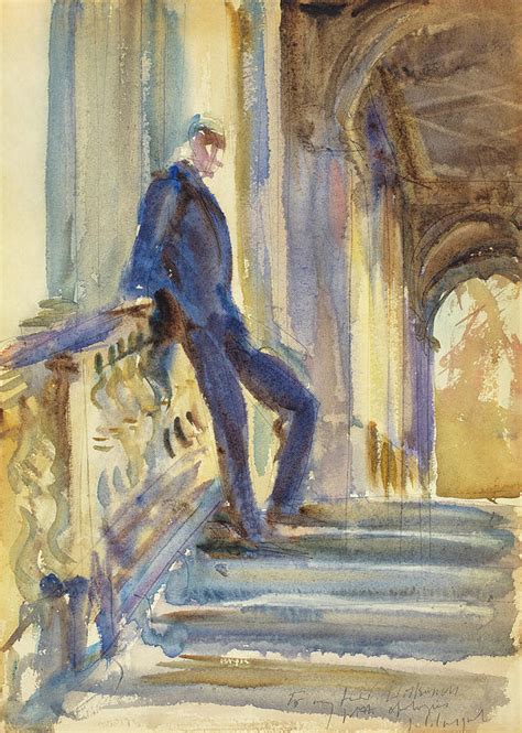 Sir Neville Wilkinson on the Steps of the Palladian Bridge at Wilton ...