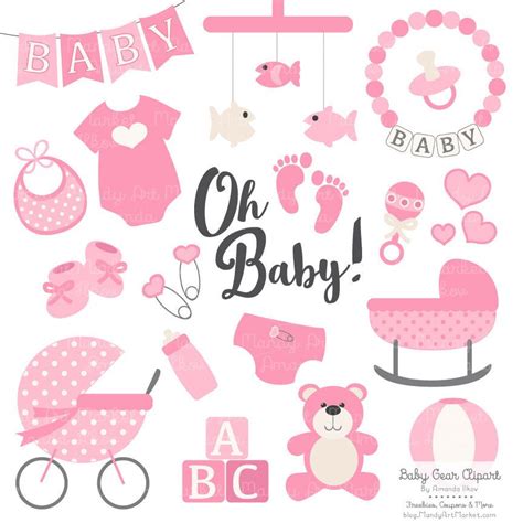 Premium Baby Clipart & Vectors in Pink - Pink Baby Clip Art, Baby Girl Shower Clipart, Baby ...