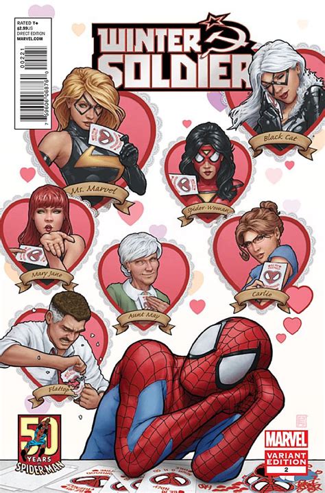 Nothing says "covert spy comic" like a cover covered in hearts and Spider-Man's lovers. (Winter ...