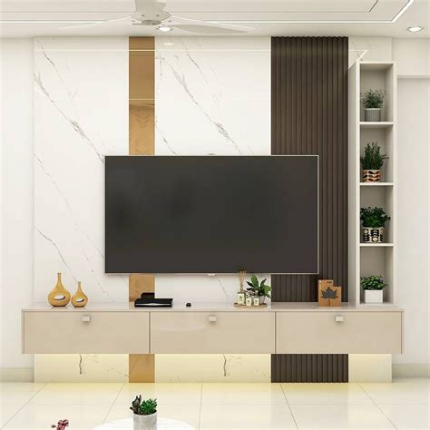 Modern TV Unit Design With Fluted Panels | Livspace