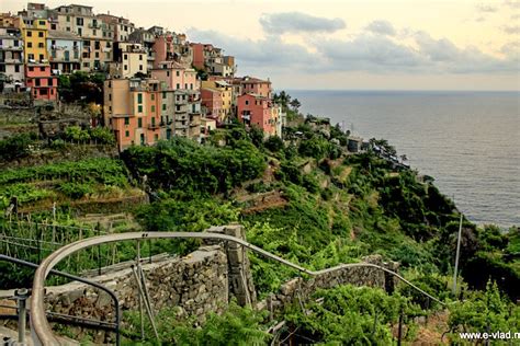 Corniglia, Cinque Terre - The rail used for carrying grapes up the hill at Corniglia.