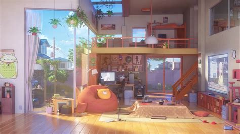 Cozy Anime Living Room HD Wallpaper